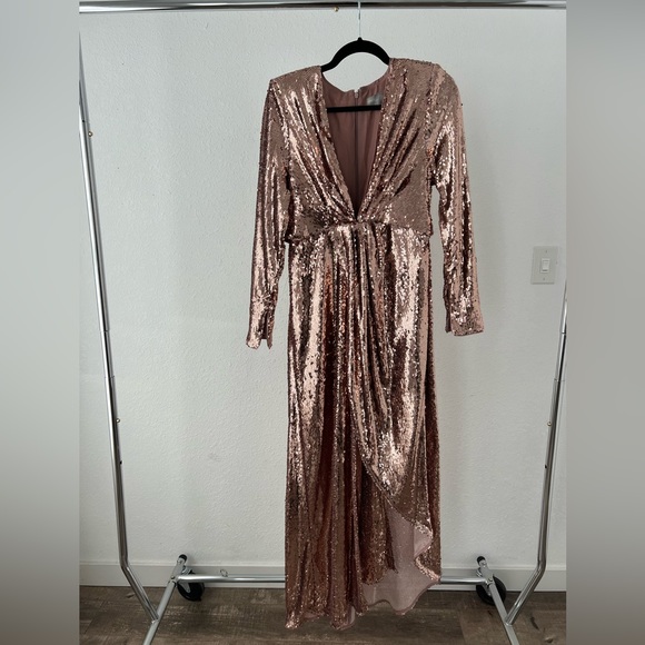 ASOS asymmetric plunge maxi dress in sequin - Picture 10 of 14